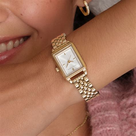 Townhouse 21mm Rectangle White & Gold Bracelet Watch | Olivia Burton London