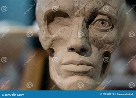 The Process Of Creating Ecorche. The Sculptor Is Working. Stock ...