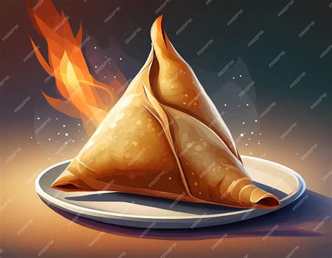 Premium Vector | Hot samosa traditional india food in cartoon