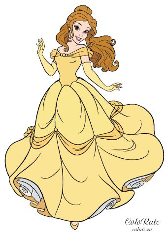 Раскраска Принцесса Белль (Disney) распечатать - Белль