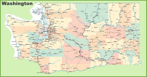 Road map of Washington with cities - Ontheworldmap.com