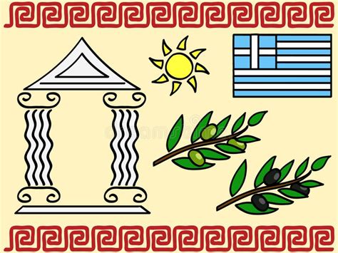Simboli della Grecia illustrazione vettoriale. Illustrazione di sano ...