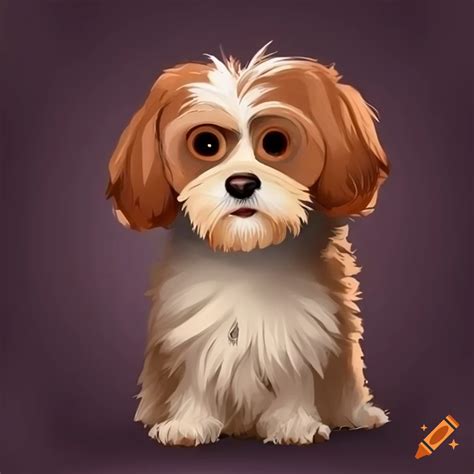 Pixar-style movie poster featuring a brown cavanese dog on Craiyon
