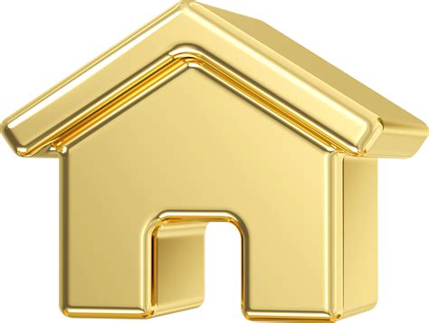 Gold metal home icon. 3d gold house for real estate, mortgage, loan ...