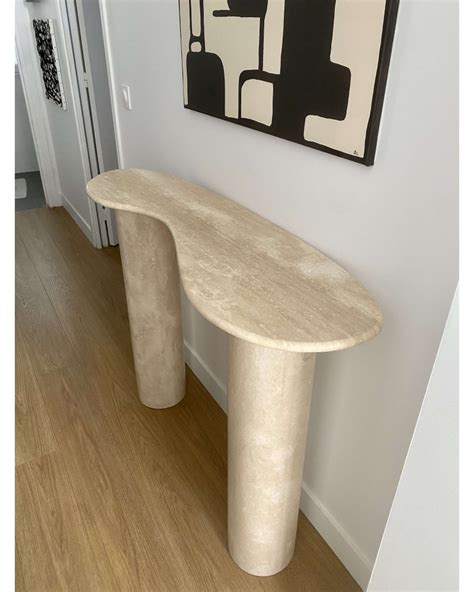 Console Hélios organique en travertin Beige | TALKA