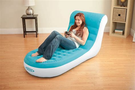 Intex Inflatable Splash Cafe Lounge Chair with Backrest - Aqua Blue ...