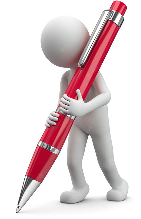 Premium Photo | 3d illustration white male with pen
