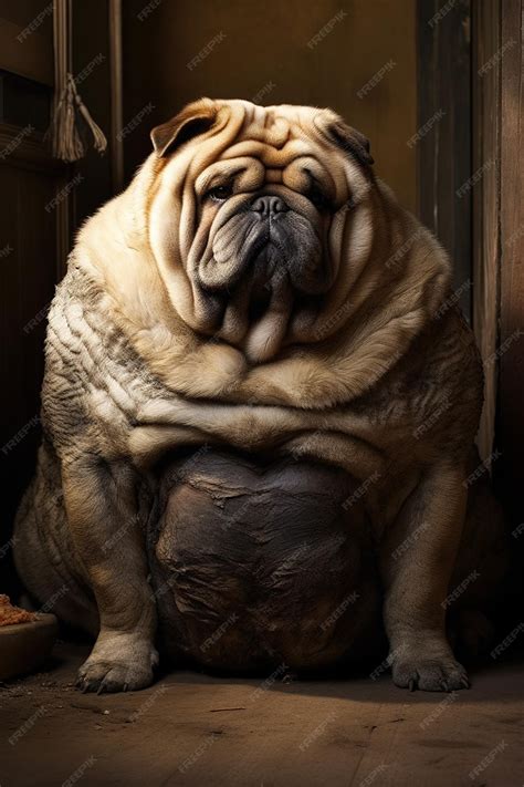 Premium Photo | Portrait of a large fat and obese dog