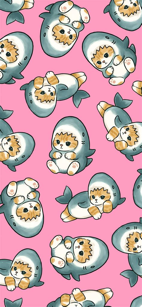 Pink Cute Shark Cat Wallpapers - Pink Aesthetic Wallpapers iPhone