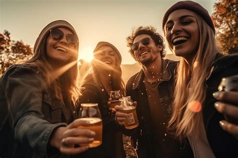 Premium AI Image | Group of friends drinking beer at a party