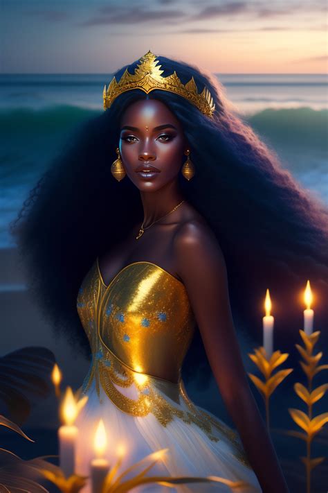 Lexica - Beautiful black princess wearing blue dress with gold crown