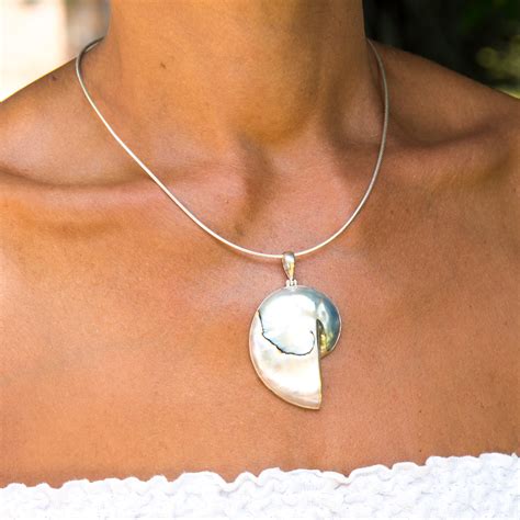 Large Nautilus Shell Pendant. 925 Sterling Silver