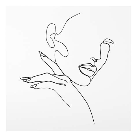 Line Art Frau Portrait Schwarz Weiß Forex Bild als Quadrat