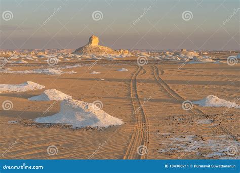 White Desert Landscape in a Beautiful Morning Sunrise, Egypt Stock ...