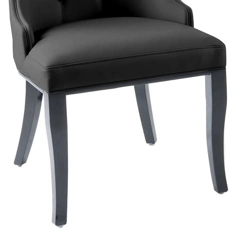 Carmela Black Leather Large High Back Dining Chair with Black Legs - CFS UK