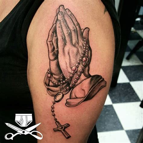 Praying Hands Tattoo With Rosary