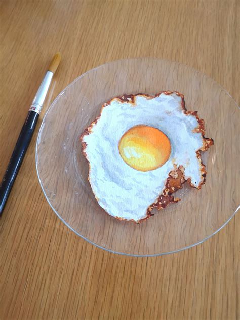 I have recently been drawing realistic food art with watercolors. Today's topic: fried egg. : r ...