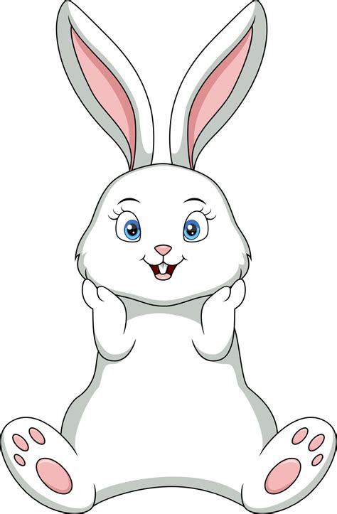 Cute white bunny cartoon on white background 23254131 Vector Art at ...