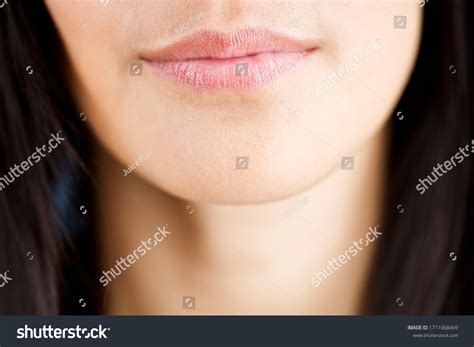 womans chin close  lips chin stock photo  shutterstock