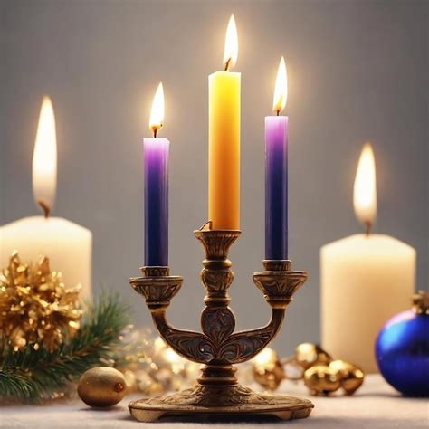 Premium AI Image | Lighten candle and gift traditional hanukkah jewish ...