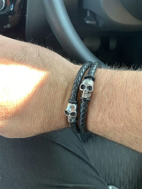 Skull Stainless Steel Leather Bracelet – GTHIC