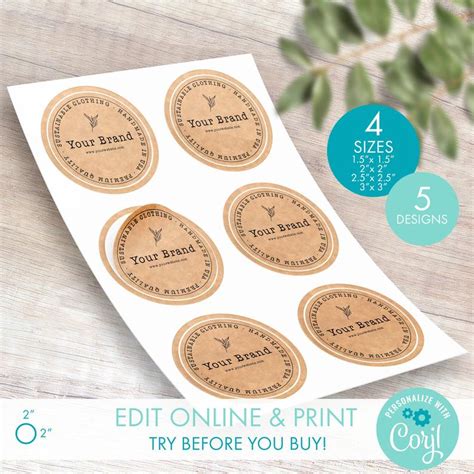 Printable Packaging Circle Sticker Label Template 4 Sizes DIY Editable ...