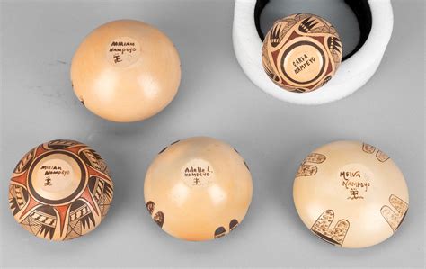 Lot - Hopi-Tewa, Group of Five Polychrome Vessels