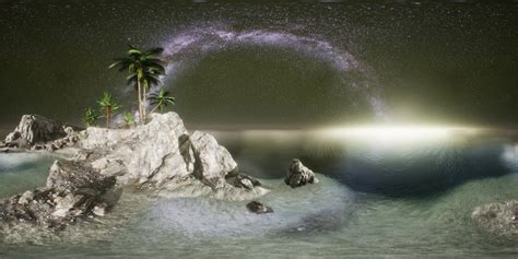 VR 360 Beautiful fantasy tropical beach with Milky Way star in night