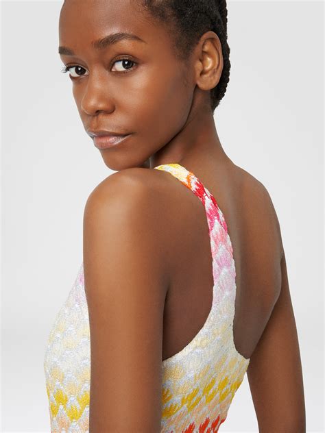 Lace-effect one-shoulder one-piece swimming costume with lurex