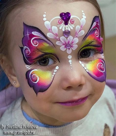 Pin on Desenho facial para carnaval | Butterfly face paint, Girl face ...