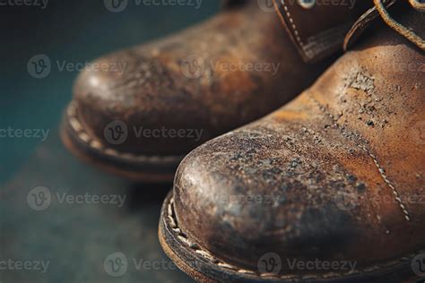 close   worn  leather mens shoes tips  stock photo