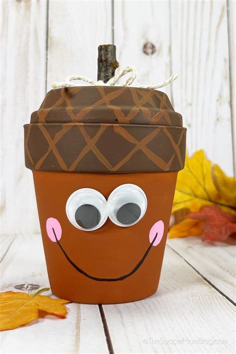 Flower Pot Acorn Craft For Kids - The Soccer Mom Blog
