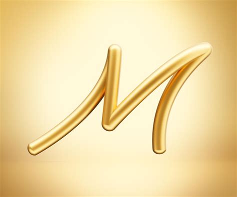 3d gold glänzender großbuchstabe m alphabet m abgerundete aufblasbare ...