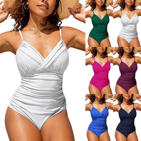 Jinhomg One Piece Swimsuits for Women Trendy Front Twist V Neck