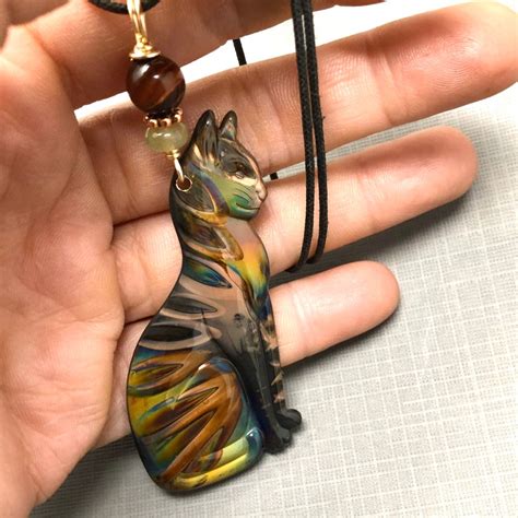 cat necklace copper pendant necklace cat jewelry animal etsy