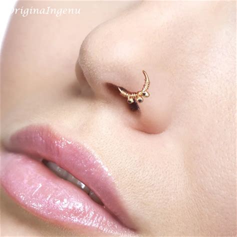 Gold Real Piercing Nose Ring Handmade Jewelry Gold Filled Nose Rings ...