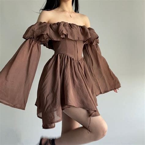 flowy brown dress etsy canada   flowy dress short brown