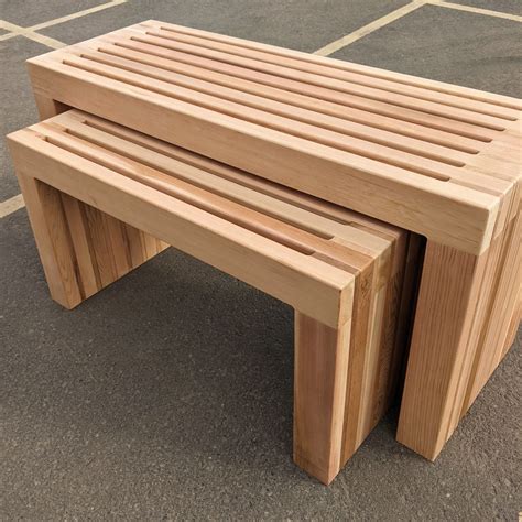 Slatted Cedar Bench Set | View Collection | Slatted Screen Fencing ...