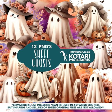 Sheet Ghosts - Transparent PNG Clipart - Commercial Use - Etsy