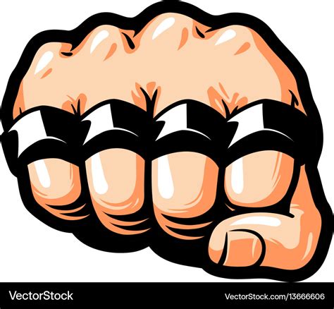 Clenched fist brass knuckles gangster thug Vector Image