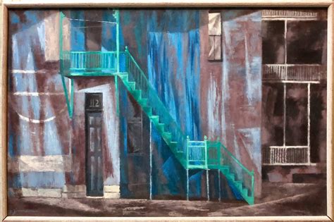 Paul Zimmerman - Social Realist GREEN STAIRS Architectural Street Scene