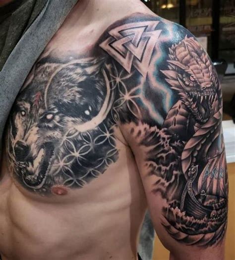 fenrir tattoo arm bold mythic design  arm art