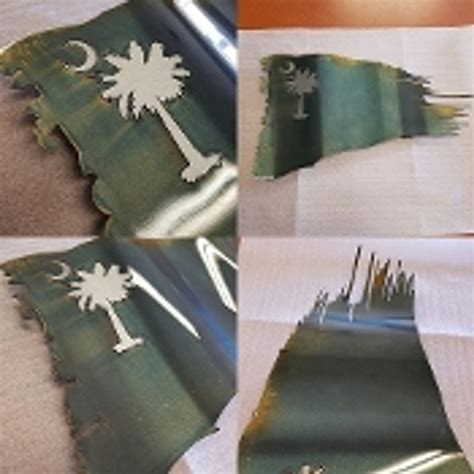 South Carolina Battle Worn Flag 36"x 21" - Metal Worx Inc