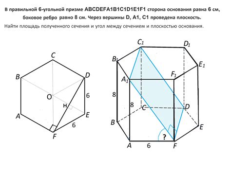 В правильной 6-угольной призме ABCDEFA1B1C1D1E1F1 сторона основания ...