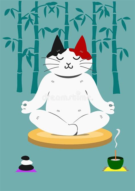 Cat meditating stock vector. Illustration of cute, wellbeing - 24595271