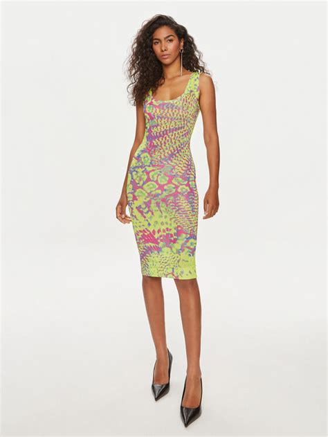 Versace Jeans Couture Лятна рокля 76HAO946 Жълт Slim Fit | Modivo.bg