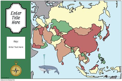 Asia Map Poster Template Featuring a Key Storyboard