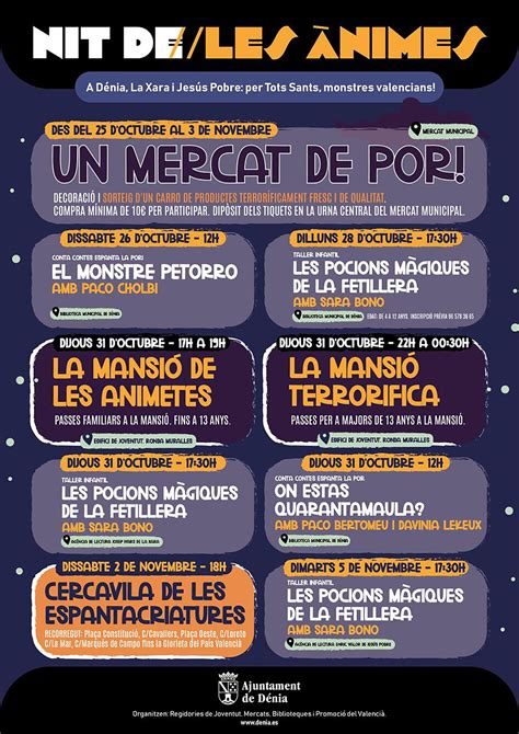 Cartel de actividades Les Ànimes - Dénia.com