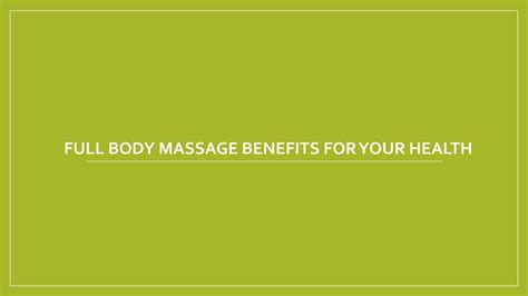 massage health benefits   spa powerpoint