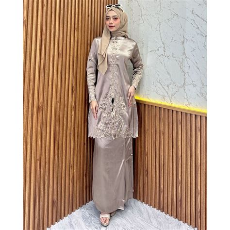 Jual Baju Setelan Kurung Melayu Raina Bordir Mix Payet Wanita | Shopee ...